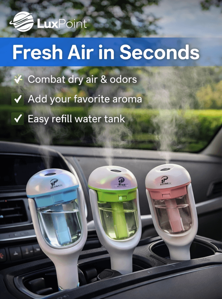 LuxPoint™ Crystal Air Humidifier — Interior Aroma Diffuser with LED